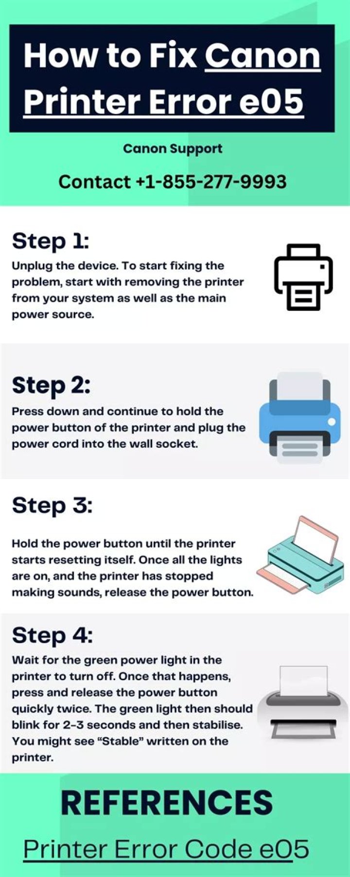 How do I fix E05 error on my Canon printer?