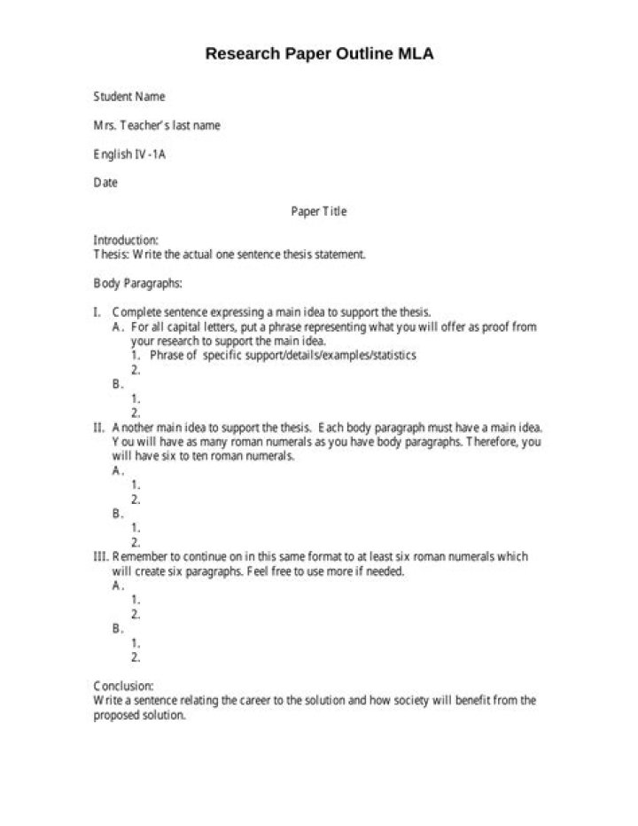 How do you write an outline for a research paper MLA?