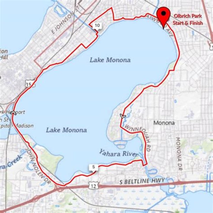 How far is the bike trail around Lake Monona?