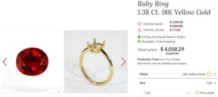 How much does a real ruby ring cost?