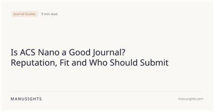 Is nano research a good journal?