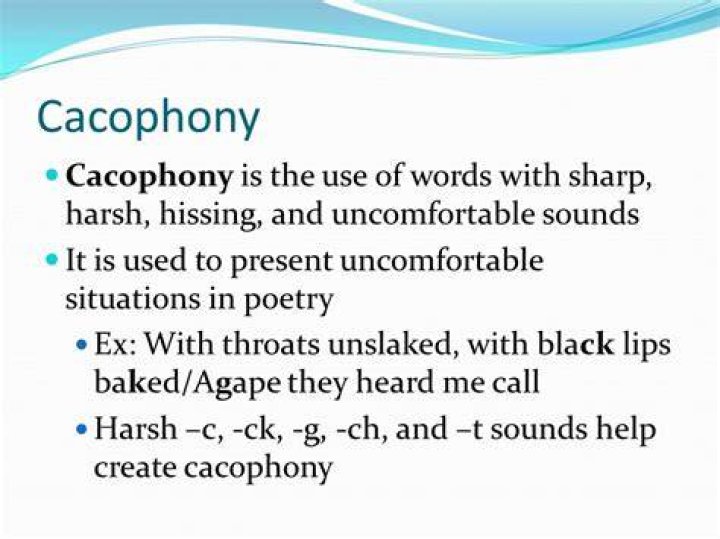 What is an example of cacophony in poetry?