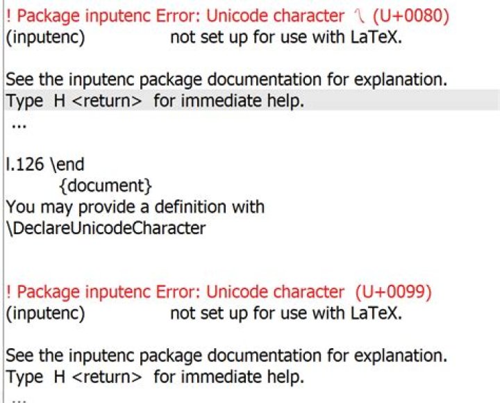 What is package Inputenc error?