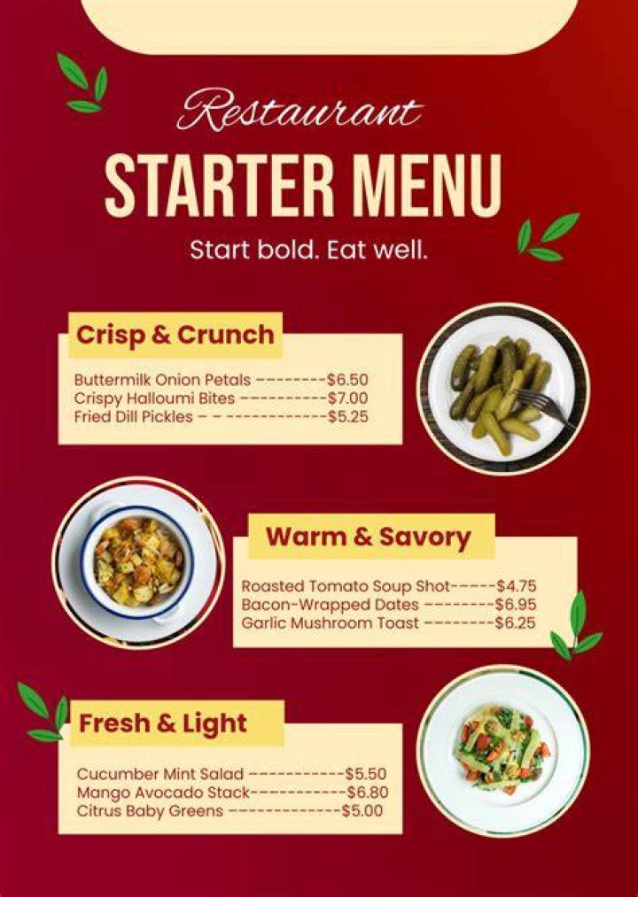 What is Starter menu food?