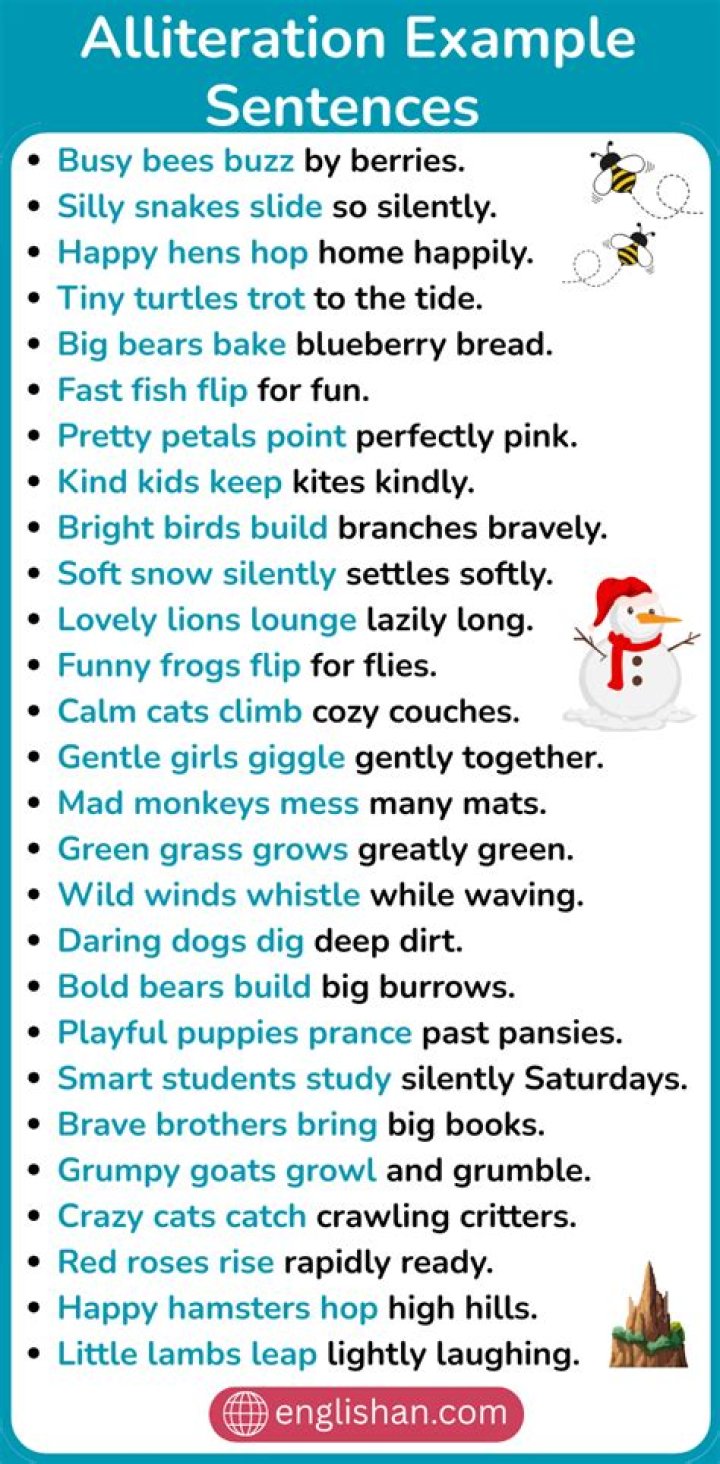 What is the best example for alliteration?