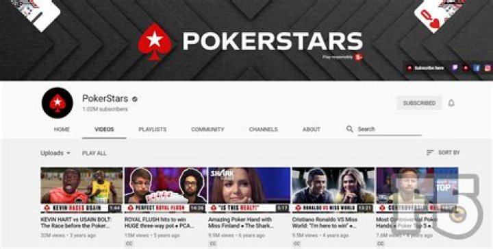 What is the global PokerStars YouTube channel?