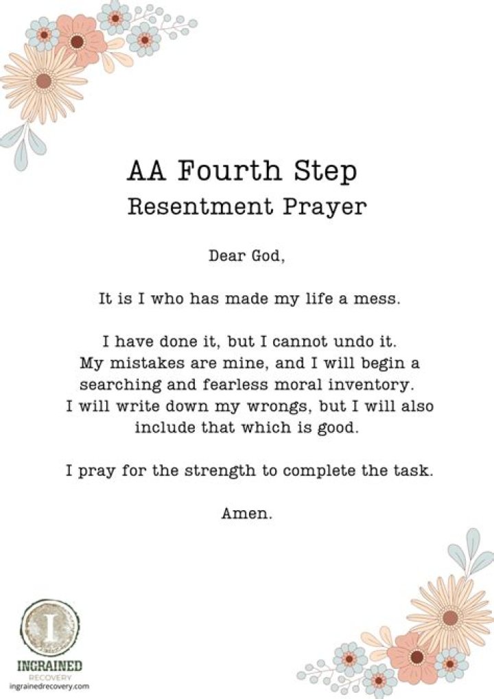 What is the resentment prayer in AA?