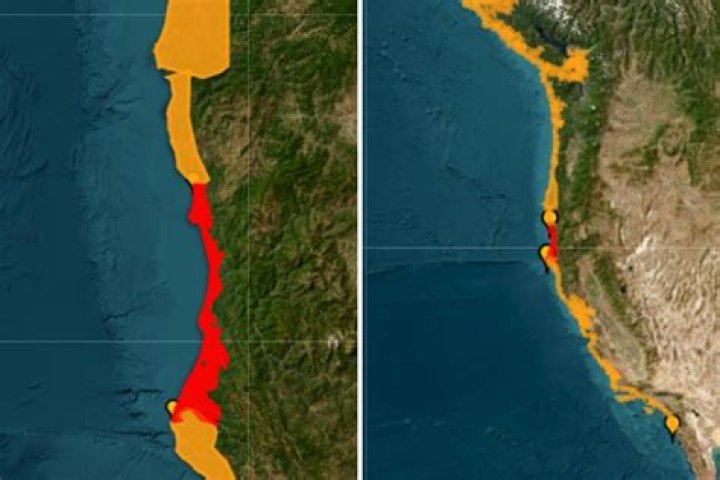Why is there a tsunami hazard on the west coast of Vancouver Island?